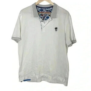 Robert Graham Mens White 100% Cotton Scull Polo Shirt